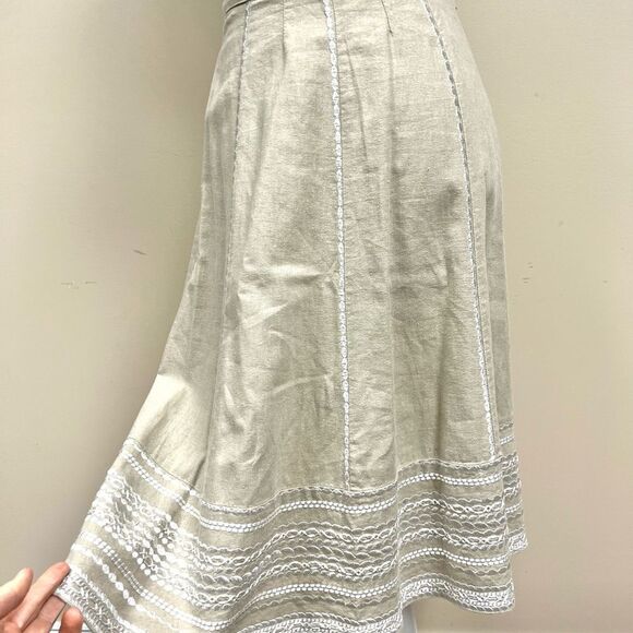 B Moss Elegant Tan ankle length linen skirt Size 2 - Picture 4 of 6